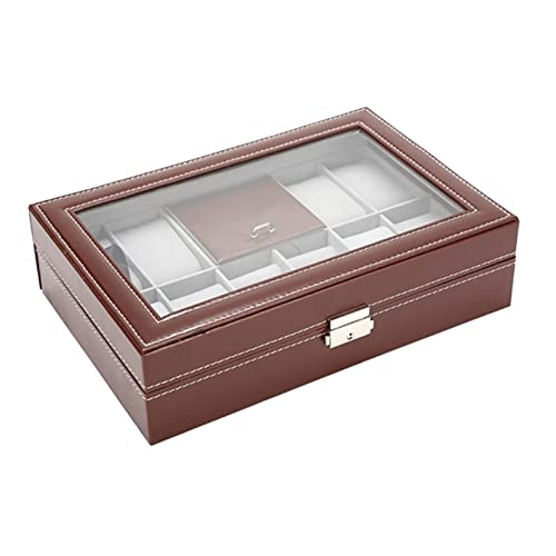 Boîte de présentation de montre en verre et cuir PU XJBTBA