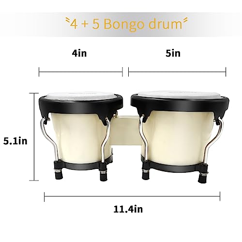 image for Soulmate Bongo Drums 4” and 5” Set for Kids Beginners Adults Trans