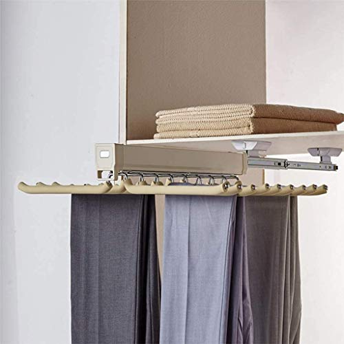 Pull Out Trousers Rack 22 Arms Steel Pull Out Pants Rack Pants Hanger Bar Clothes Organizers For Space Saving And Storage Maximum Load 33Lbs Beige 23.4X18X5.7Inch #TOP6