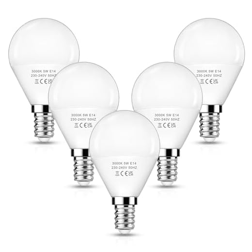 EvaStary LED Glühbirne E14, 5W E14 LED Warmweiß 3000K Leuchtmittel, 40 Watt Lampen Ersetzt, P45/G45 Tropfenform Birne, 220-240V Energiesparlampe, nicht Dimmbar, 5 Stück