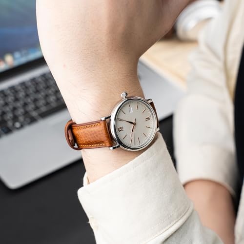 Gomvadr Italian Leather Watch Band Tuscany Natural Vegetable-Tanned Leather Strap,18mm 19mm 20mm 21mm 22mm XL XXL Quick Release Replacement Watch Straps for Men and Women,Thick and Soft (Cognac / Silver Buckle, 19mm-Standard) by Gomvadr - Used condition - Image 7