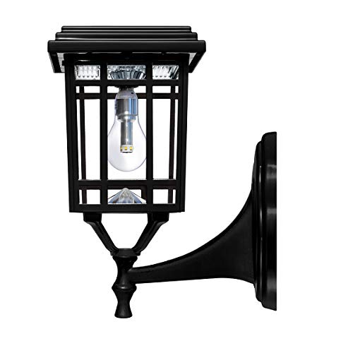 Gama Sonic GS-114B-FPW-BLK Prairie Bulb Lamp Outdoor Solar Light Fixture, Pole Pier & Wall Mount Kits, Black - Thumbnail 7