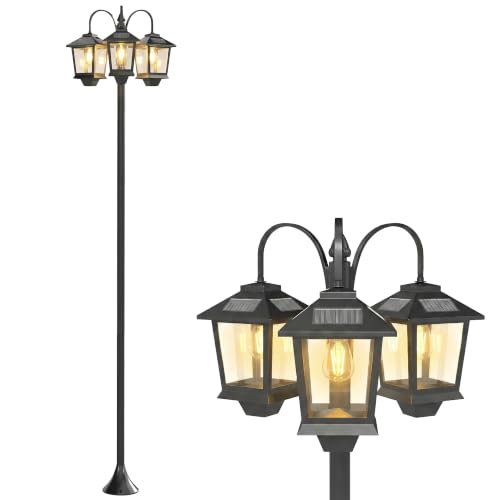 Outsunny Lampadaire extérieur sur pied à 3 têtes LED IP44 188 cm Noir