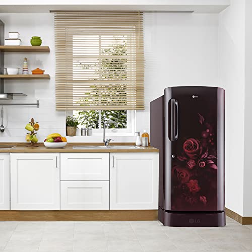 Image of LG 215 L 3 Star Direct-Cool Single Door Refrigerator Appliance (GL-D221ASED, Scarlet Euphoria, Base stand with drawer & Fast Ice Making, 2022 Model)