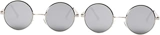 Óculos de sol com armação redonda, espelhado, 2 peças, com metal espelhado, masculino, vintage, feminino, lentes refletivas, redondas, óculos de sol redondos, Cinza claro, Medium