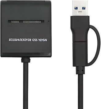 xiwai USB 3.0 Type-A USB-C Type-C Dual Connector to MSATA SSD Docking Enclosure Aluminum External Adapter Cable 5Gbps