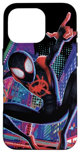 Marvel Spider-Man nella città di Spider-Verse Miles Morales Custodia per iPhone 16 Pro