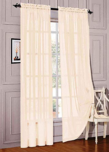 WPM 60 x 63-Inches Sheer Window Elegance Curtains/drape/panels/treatment, Beige