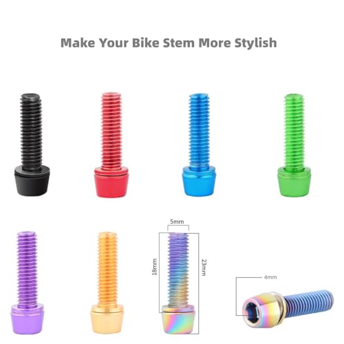 NELboNs Bike Stem Bolts 6PCS M5x18mm Stem Bolts Screws Stainless Steel Bicycle Bolt Parts with Washer for BMX MTB Road Bikes,Purple
