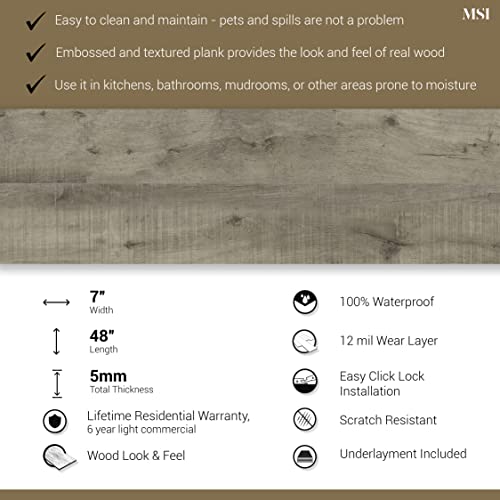 Msi Mckenna 7 Inch X 48 Inch Luxury Vinyl Flooring, Rigid Core Planks, Lvt Tile, Click Lock Floating Floor, Waterproof Lvt, Wood Grain Finish, Case, Aged Maple Beige, 23 Square Feet #TOP6