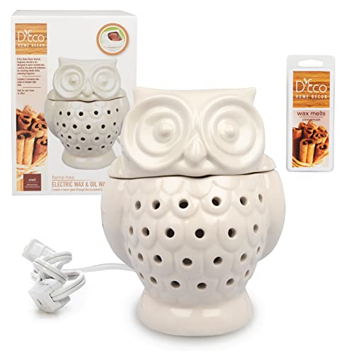D'Eco Owl Electric Wax Melt & Candle Warmer with 4 Fragrance Cinnamon…