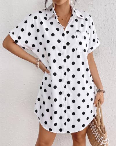 Image of Bsubseach Women Swimsuit Coverup Shirt Dress Button Down Bathing Suit Cover Up Beach Vacation Outfits