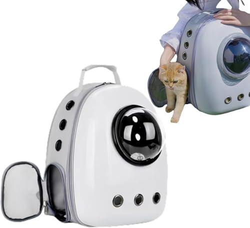 CokBlu宇宙船カプセル型 ペットリュック 犬猫兼用|リュック型ペットキャリーバッグ ホワイトレッド 猫/犬用 ペットケージ代用