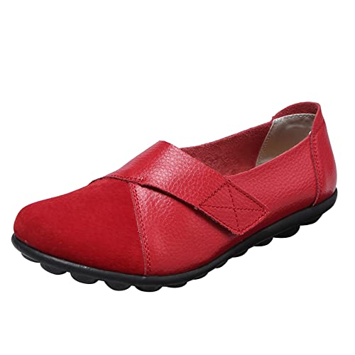 Chaussures respirantes pour femmes escarpins plats de loisirs rouge taille 38