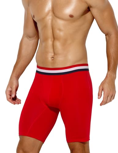 Men's Long Boxer Briefs Cotton Breathable and Soft with Underwear for Men