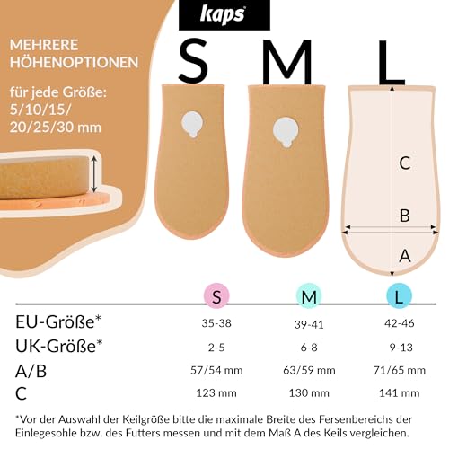 Foto von Fersenkeile für Schuhe – Leder-Fersenerhöhung, orthopädischer Schuhkeil zur Fersenanhebung, Topmed by Kaps, 1 Paar (Höhe 10 mm / 0.4 inch - Größe M)