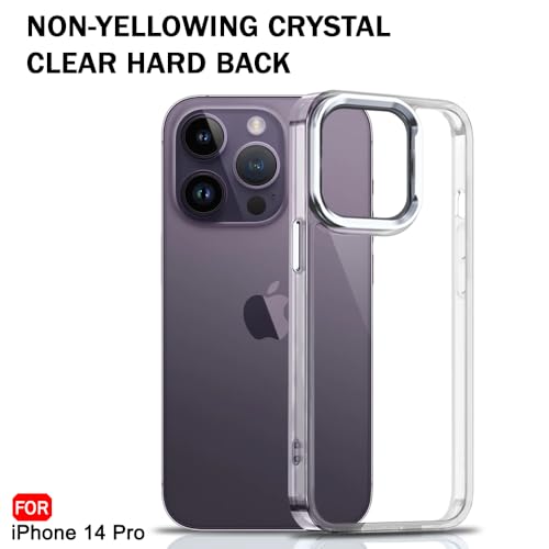 Image of TheGiftKart Hybrid Back Cover Case for iPhone 14 PRO | Built-in Stand | Shockproof Hard Back Case Cover for iPhone 14 PRO (PC & TPU, Clear Back, Transparent Sides)