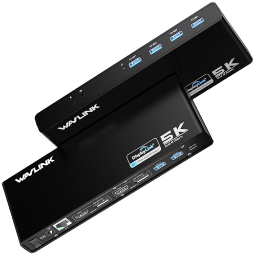WAVLINK Pro Dual 4K@60Hz Universal Docking Station | USB 3.0/Type-C Laptop Dock for Windows | 2 HDMI/DP Monitors, Gigabit Ethernet, 6 USB 3.0 | Home Office & Multi-Screen Productivity.