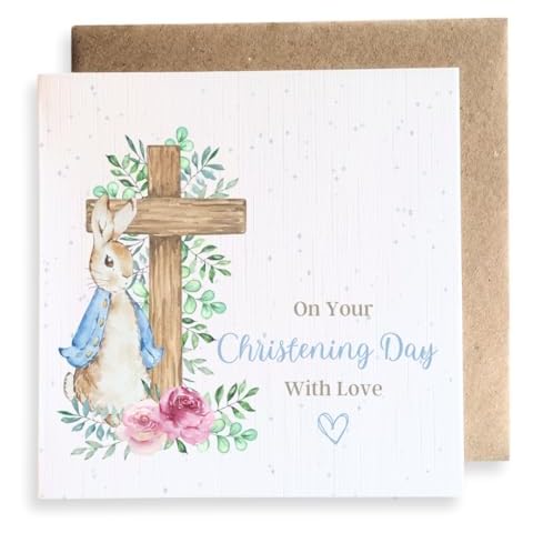 Second Ave Blue Bunny Rabbit Christening Card Cover
