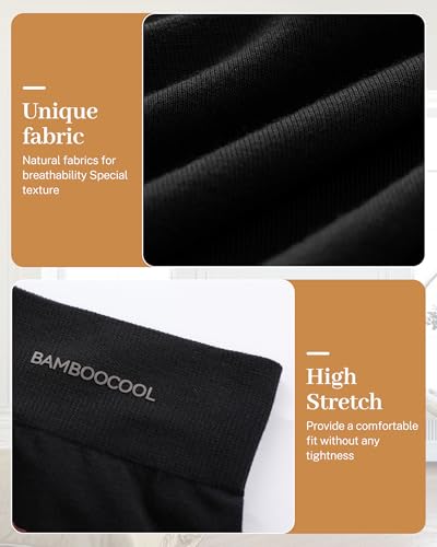 Image of BAMBOO COOL Womens BoyShorts Underwear Seamless Boxer Briefs Mid Rise Full Coverage Breathable Stretch Ladies Panties 5 Pack