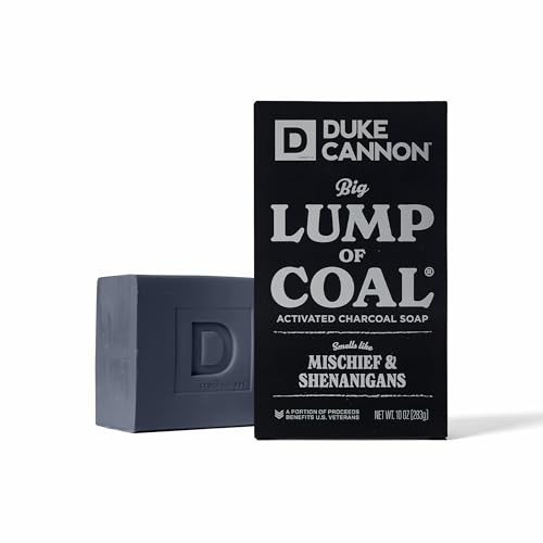 Duke Cannon Lump of Coal Holiday Soap Charcoal Bergamot & Black Pepper 10oz XL Paraben-Free Triple-Milled Hydrating American-Made Mens Gift