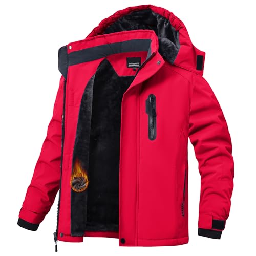 Image of Winter Jacket for Boys and Girls Waterproof Ski Jacket Winter Snow Coat Hooded Fleece Windproof with Zip Pockets