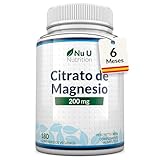 Citrato de Magnesio Puro 200mg - 180 Comprimidos Veganos - Suministro para 6 Meses - Magnesium Citrate de Alta Biodisponibilidad - Nu U Nutrition