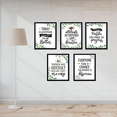 Epakh 13 Pieces Eucalyptus Bulletin Board Poster Classroom Motivational Green Inspirational Quote Poster Eucalyptus Border Positive Education Poster Set With Welcome Letter School Office Wall Decors #TOP6
