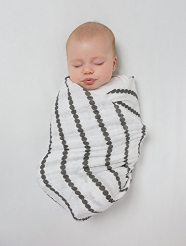 Image of SwaddleDesigns Cotton Muslin Swaddle Blankets, Set of 4, Receiving Blankets for Baby Boys & Girls, Best Shower Gift, 46x46 inches, Gold & Graphite