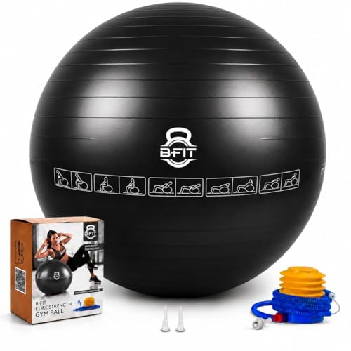 B fit Anti Burst Heavy Commercial Gym/Exercise Ball (Black, 65 Cm)