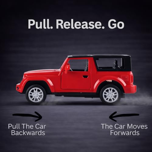 Image of Off-Road SUV Toy Car with Push-Back Action & Openable Doors| Durable ABS Plastic Off-Roader Vehicle Toy for Kids (3+ Years)|Red