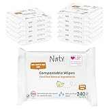 Eco by Naty Thick Baby Travel Wipes for Sensitive Skin, Unscented, Hypoallergenic, Biodegradable and Compostable, 12 Packs of 20 (240 Wipes)