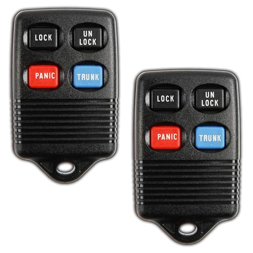 2X KeylessOption Key Fob Replacement for 1992 1993 1994 1995 1996 1997 1998 Ford Bronco Explorer F-150 Mazda B2300 Mercury Sable Lincoln Town Car Remote, 4-Button GQ43VT4T, Programming Guide Included