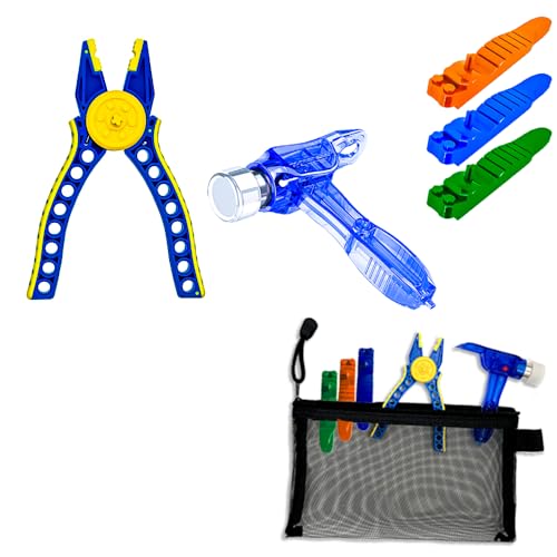 Building Blocks Tool Kit - Brick Separator Mini Blocks Tool Set - Multi-Functional Hammer Pliers Axle Rods Assortment Pack Compatible with lego & technic and Most Major Brands(Blue Stye)