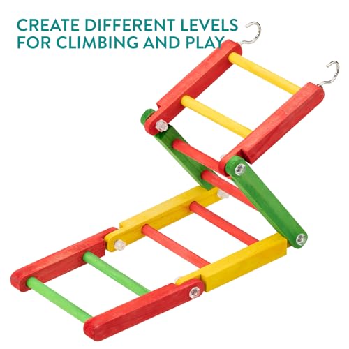 Image of Navaris Parrot Toy - Durable Swing and Ladder Set - Colourful Bird Cage Toys for Small to Medium Birds - Cockatiel, Parakeet, Budgie Accessories