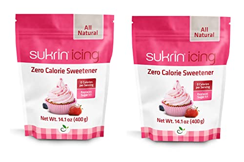 Sukrin Icing - All Natural, Zero Calorie, Zero Gi, Powdered 1:1 Sugar Substitute, With Erythritol And Stevia, Keto And Low Carb, Vegan, Baking, Frosting, Non Gmo, 14.2Oz (2 Pack) #TOP2