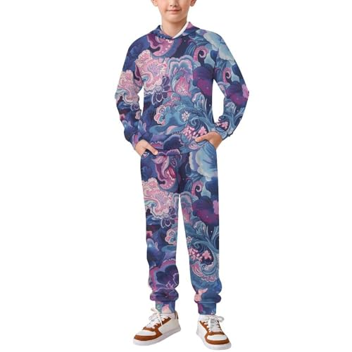 Traditional Purple Pink PaisleyChildren's Sweater Suit, Suitable for Spring, Autumn And Winter, Daily Matching