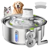 Invengo 8L kabelloser Trinkbrunnen aus Edelstahl für Hunde, 1 Filter | 5000 mAh Akku, 45 Tage Standby-Zeit, Infrarot-Sensor mit 1,2 m / 120° Erfassungsbereich, 3 Modi, LED-Anzeige