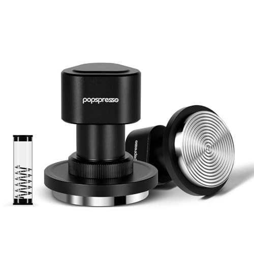 Popspresso 53.3mm Espresso Tamper, Impact Design Coffee Tamper with Sound Feedback, 3 Spring Loaded Coffee Tamper with Interchangeable 15lb/30lb Springs, Calibrated Tamper for 54mm Portafilter
