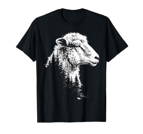 @n!mal Schaf Tiermotiv Illustration Schaf T-Shirt, Unisex, Schwarz, S, Kurzarm, T-Shirt