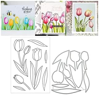 Qoiseys Tulip Silicone Clear Stamp and Die Sets for Card Making ...