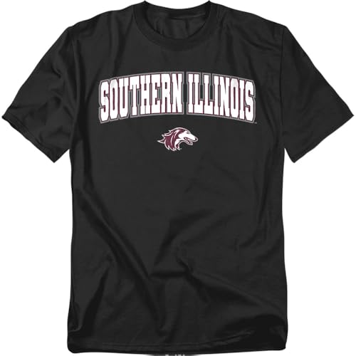 LOGOVISION Southern Illinois University Arch Logo Secondary Unisex Adult T Shirt, Black, Large