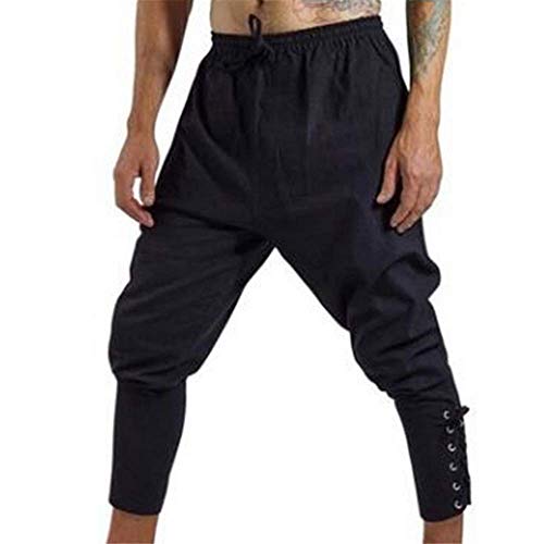 Laisla fashion Pantalones Medievales para Hombres Pantalones Vikingos Piratas Pantalones Clásico Algodón Secado Rápido Moda Cover