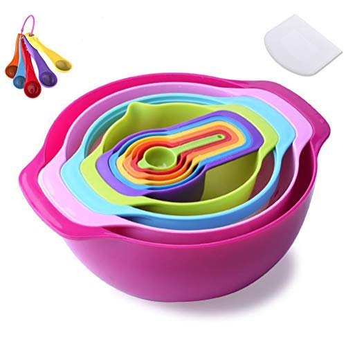 Buy 16 Pcs Plastic Mixing Bowls Set for Baking, Dishwasher Safe Kitchen Cooking Set, Nesting