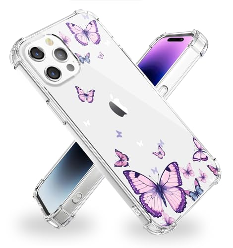 Coque iPhone 14 Pro antichoc en silicone souple motif papillon