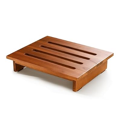 Holana 3.5in Height Wooden Step Stool for Adults (Fully Assembled) - 500 Lbs One Step Stools for High Bed Riser - Small Stepping Stool for Elderly, Seniors, Kid/Bathroom, Bed, Kitchen (Acacia Wood)