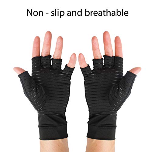 TRIXES Compression Gloves - Copper Infused, Insulating, Fingerless, Medium Size, Black - Image 4