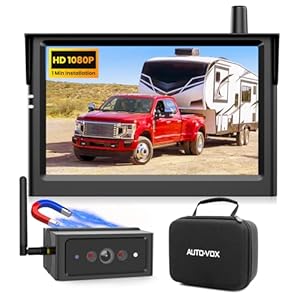 AUTO VOX Wireless Backup Camera Magnetic: 5″ Portable No Wiring 1 Min Install Trailer Hitch Camera, 2-Channel HD 1080P Car Monitor & IR Night Vision Back Up Camera Systems for Truck, RV, Camper