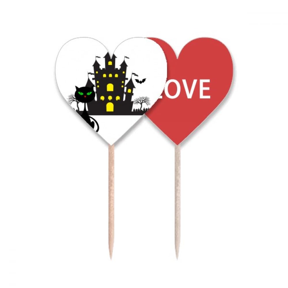 Cure-dents drapeau Halloween château noir cupcake pick et étiquette