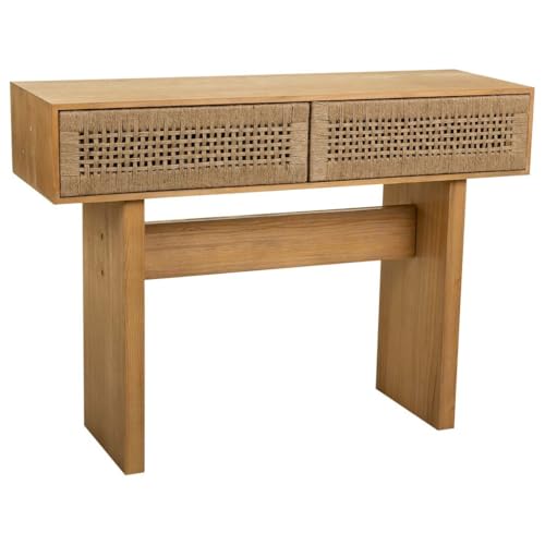 WANDERLUST DECO Recibidor de Madera y Cuerda Trenzada de 1 Cajon Marron